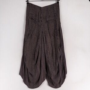 Vintage Sterling Styles Maxi Skirt One Size Black Stripe Artsilk Draped Pull On